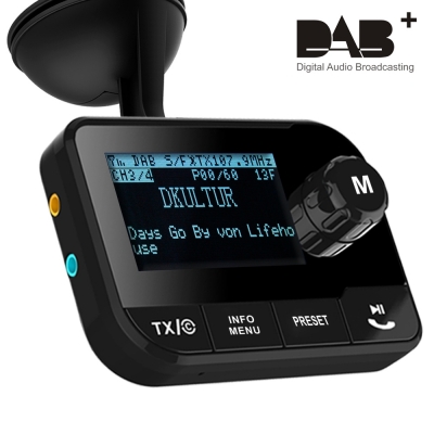 DAB 006 In car DAB adapter + Bluetooth Handsfree + FM Transmitter